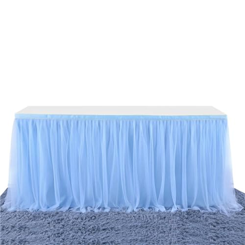 FANSU Tüll Tischrock, Tischrock Party Tisch Rock Deko Tischdecke Rund Rechteckig Tischdekoration für Kuchen Bankett Babyparty Taufe Hochzeit Weihnachten Geburtstag (Blau,14FT/427x77cm) von FANSU