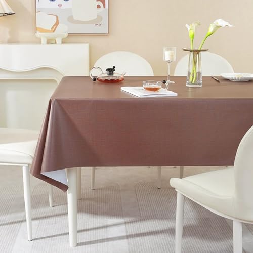 FANSU Wachstuchtischdecke Abwaschbar Gartentischdecke, Einfarbig Wasserdicht Ölbeständige PVC Plastik Rechteckig Tischdecke Wachstuch für Küche Restaurant Garten Outdoor (Braun A,110x170cm) von FANSU