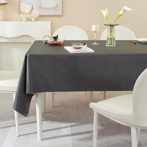 FANSU Wachstuchtischdecke Abwaschbar Gartentischdecke, Einfarbig Wasserdicht Ölbeständige PVC Plastik Rechteckig Tischdecke Wachstuch für Küche Restaurant Garten Outdoor (Dunkelgrau A,90x140cm) von FANSU