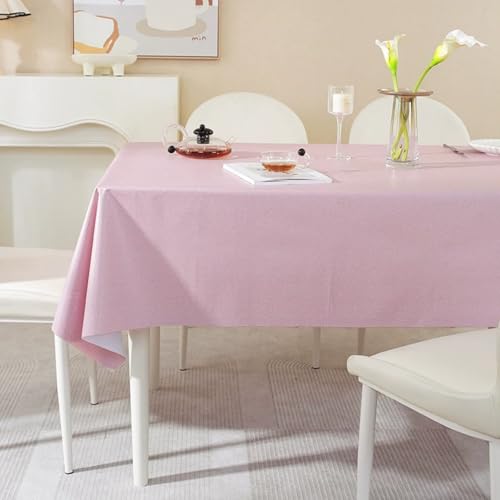 FANSU Wachstuchtischdecke Abwaschbar Gartentischdecke, Einfarbig Wasserdicht Ölbeständige PVC Plastik Rechteckig Tischdecke Wachstuch für Küche Restaurant Garten Outdoor (Rosa A,140x300cm) von FANSU