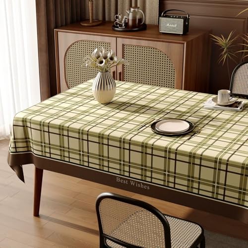 FANSU Wachstuchtischdecke Gartentisch Wasserdicht, Gartentischdecke Outdoor Ölbeständige Rechteckig Tischdecke PVC Plastik Abwaschbar Wachstuch Gingham Vintage Stil (Plaid,120x120cm) von FANSU