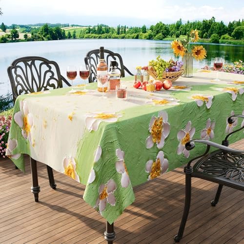 FANSU Wachstuchtischdecke Gartentisch Wasserdicht, Gartentischdecke Outdoor Ölbeständige Rechteckig Tischdecke PVC Plastik Abwaschbar Wachstuch Ölgemälde Stil (Blume,60x90cm) von FANSU