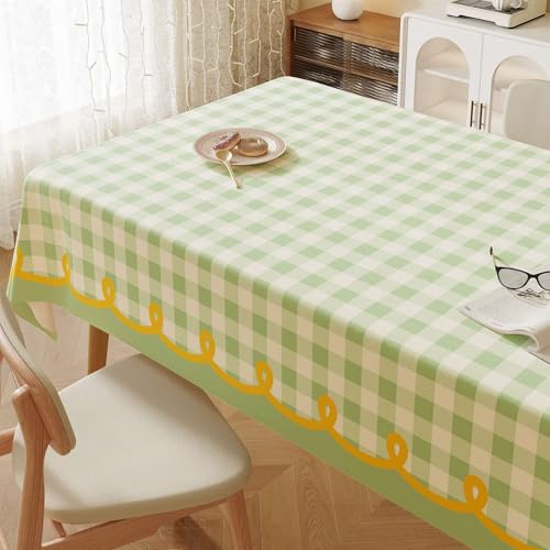 FANSU Wachstuchtischdecke Outdoor Wasserdicht, Gingham Stil Gartentischdecke Ölbeständige PVC Plastik Rechteckig Tischdecke Abwaschbar Wachstuch für Küche Restaurant Garten (Grün,140x220cm) von FANSU