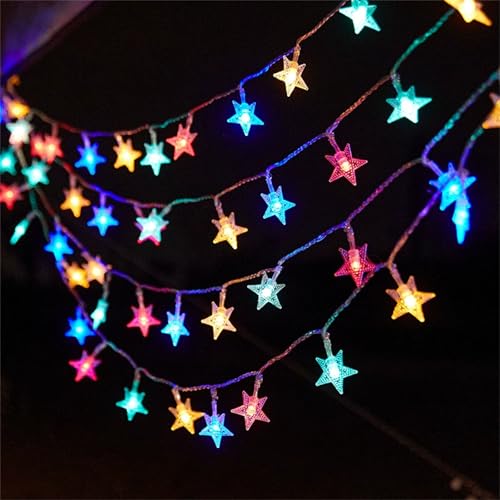 FANSU Warmweiß und Bunt Lichterkette USB, Lichterketten 8 Modi Gartenbeleuchtung, Lichterkette Außen/Innen mit Fernbedienung, Fairy Lights Garten Balkon Hochzeits Party Deko (Sterne,3m/20LED) von FANSU