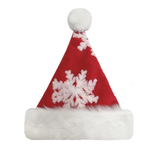 FANSWAN Plüsch-Weihnachtsmütze für Feiertage, Veranstaltung, Weihnachtsmannmütze für Erwachsene und Kinder, Schneeflocke, Weihnachtsmannmütze, Party-Requisiten von FANSWAN