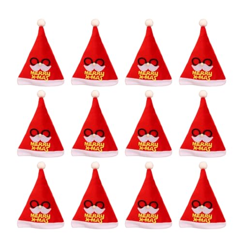 FANSWAN Weihnachtsmütze für Erwachsene, Weihnachtsmannmütze mit weißem Gürtel, 12 Stück von FANSWAN