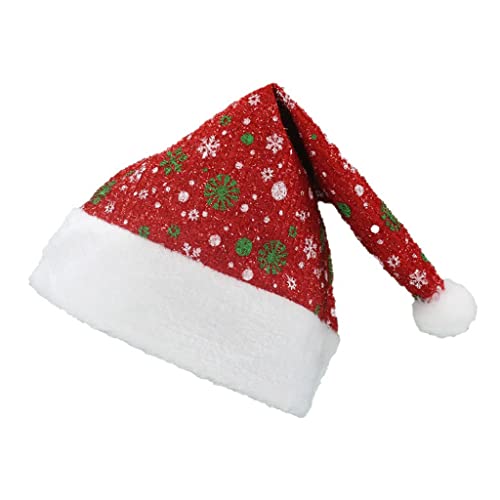 FANSWAN Weihnachtsmütze mit weißem Plüschbesatz, bequeme Weihnachtsmütze für Neujahr, festliche Feiertagsparty, Verkleidung von FANSWAN