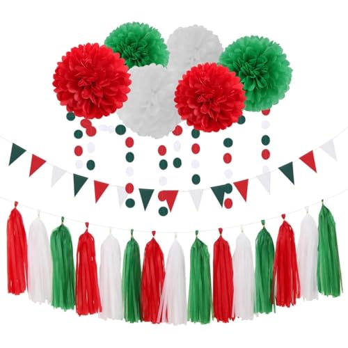 Weihnachtsmotiv-Papierblumen und Quasten, handgefertigte hängende Dekoration für Innen- und Außenbereich, Geburtstagsparty-Zubehör Weihnachtsmotiv-Papierblumen und Quasten, handgefertigte hängende Dekoration für Innen- und Außenbereich, Geburtstagsparty-Zubehör von FANSWAN