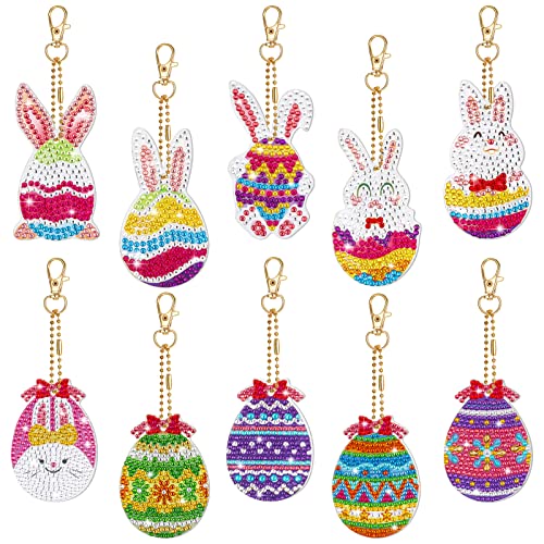 FANTESI 10 Stück Ostern Diamond Painting Anhänger 5D Diamant Painting Schlüsselanhänger Kit Osterdeko Schlüsselanhänger Geschenke Handwerk Osternhase Hase Ostereier Diamantmalerei für Kinder Handwerk FANTESI 10 Stück Ostern Diamond Painting Anhänger 5D Diamant Painting Schlüsselanhänger Kit Osterdeko Schlüsselanhänger Geschenke Handwerk Osternhase Hase Ostereier Diamantmalerei für Kinder Handwerk von FANTESI