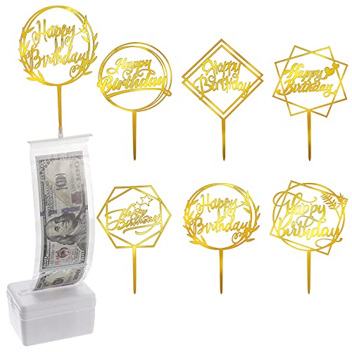 FANTESI Kuchen Spardose Kit, 107 Stück Geld Kuchen Pull Out Kit Wiederverwendbare Geld Ziehbox mit 100 Transparent Tasche und 6 Happy Birthday Cupcake Topper für Kuchen Dekoration Party Supplies FANTESI Kuchen Spardose Kit, 107 Stück Geld Kuchen Pull Out Kit Wiederverwendbare Geld Ziehbox mit 100 Transparent Tasche und 6 Happy Birthday Cupcake Topper für Kuchen Dekoration Party Supplies von FANTESI