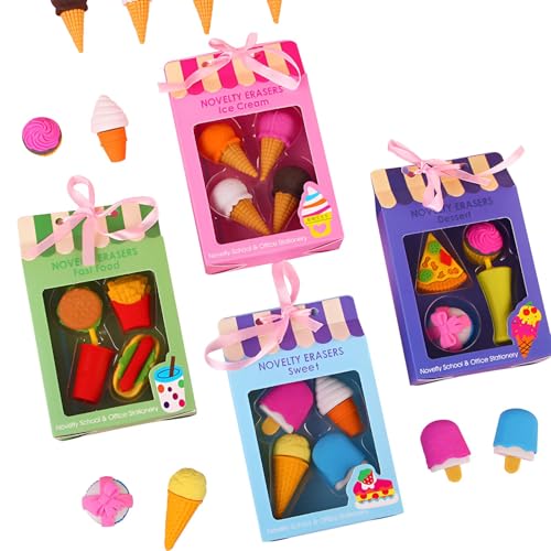 FANWINKJ niedlich Radiergummis in Lebensmittel-Optik Set für Kinder, 16 Stück – Bunte, lustige Puzzle-Radierer in Box, ideal für Schule, Zeichnen, Spiel & Geschenk von FANWINKJ