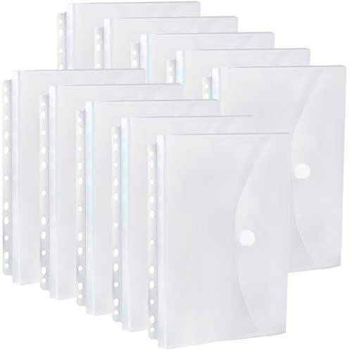 FANWU 10 Stück dehnbare Poly-Bindertaschen, 1,9 cm Zwickel, Briefgröße, 11 Löcher gelocht, Index-Trennblätter, Plastikumschläge, transparente Dokumentenmappen für Ringbuch FANWU 10 Stück dehnbare Poly-Bindertaschen, 1,9 cm Zwickel, Briefgröße, 11 Löcher gelocht, Index-Trennblätter, Plastikumschläge, transparente Dokumentenmappen für Ringbuch von FANWU