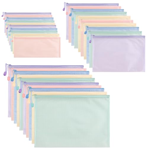 FANXIYA 30 Stück Dokumententaschen A4 A5 A6, Wasserdichte Kunststoffmappen mit Reißverschluss & Aufhängeschnur, Transparente Bunte Sortierbeutel für Schule, Büro & Reisen FANXIYA 30 Stück Dokumententaschen A4 A5 A6, Wasserdichte Kunststoffmappen mit Reißverschluss & Aufhängeschnur, Transparente Bunte Sortierbeutel für Schule, Büro & Reisen von FANXIYA