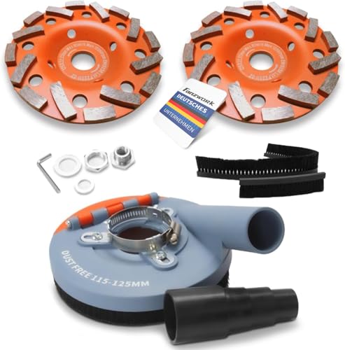 FANZWORK Absaugaufsatz Absaughaube für Winkelschleifer inkl. 2 x 125 mm Diamantschleiftopf PROFI QUALITÄT – Bürsten auswechselbar – 99% universal passend – verstärkter Adapterring – M14 Adapter FANZWORK Absaugaufsatz Absaughaube für Winkelschleifer inkl. 2 x 125 mm Diamantschleiftopf PROFI QUALITÄT – Bürsten auswechselbar – 99% universal passend – verstärkter Adapterring – M14 Adapter von FANZTOOL