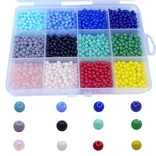 FAPUMOE Runde Glasperlen, 12 Fächer, 2160 Stück, 3 mm, 12 Farben, Bastelperlen für Schmuckherstellung, Halsketten, Armbänder, Ohrringe, Zubehör FAPUMOE Runde Glasperlen, 12 Fächer, 2160 Stück, 3 mm, 12 Farben, Bastelperlen für Schmuckherstellung, Halsketten, Armbänder, Ohrringe, Zubehör von FAPUMOE