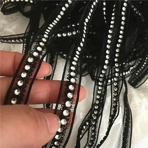 1,3 cm breites, stilvolles Spitzenband mit schwarzen Perlen, Kragen, Brautapplikation, Rock, Spleiß, DIY-Nähdekor, Schwarz 1,3 cm breites, stilvolles Spitzenband mit schwarzen Perlen, Kragen, Brautapplikation, Rock, Spleiß, DIY-Nähdekor, Schwarz von FAQIMORAX