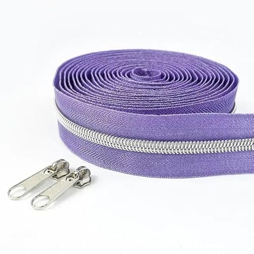 1–10 Meter 5# Nylon-Reißverschlüsse zum Nähen von Reißverschlussschiebern, Kleidungsreißverschlüssen, Reparatur, Nähzubehör, KY273, Lila/Silber, Nr. 5, 5 Meter, 5 Stück Schieber 1–10 Meter 5# Nylon-Reißverschlüsse zum Nähen von Reißverschlussschiebern, Kleidungsreißverschlüssen, Reparatur, Nähzubehör, KY273, Lila/Silber, Nr. 5, 5 Meter, 5 Stück Schieber von FAQIMORAX
