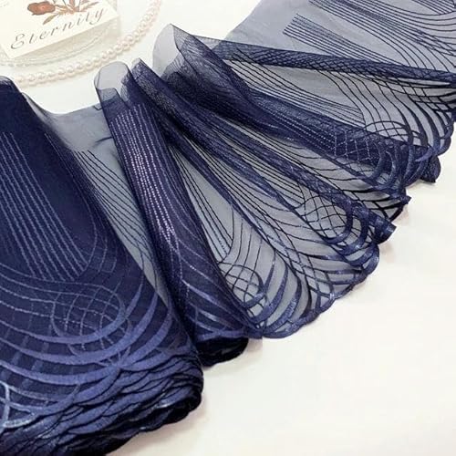 1 Meter blaue Stickerei-Spitze, Dessous, Nähen, DIY-Bekleidung, 22 cm breit, blau, 1 Meter von FAQIMORAX