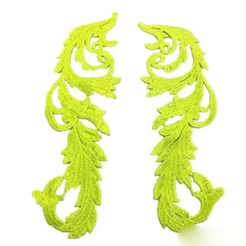 1 Paar Gold Silber Stickerei Applikation Zubehör DIY Kragen Spitze Patch-Fluo Gelb-1 Paar von FAQIMORAX