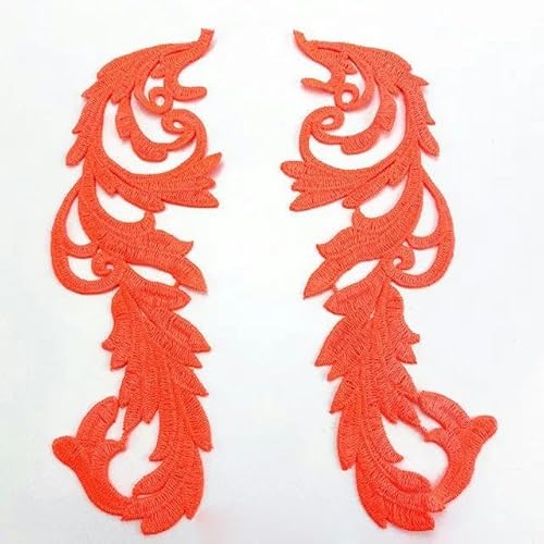 1 Paar Gold Silber Stickerei Applikation Zubehör DIY Kragen Spitze Patch-Fluo Orange-1pair von FAQIMORAX