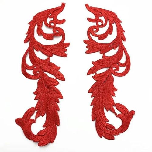1 Paar Gold Silber Stickerei Applikation Zubehör DIY Kragen Spitze Patch-rot-1 Paar von FAQIMORAX