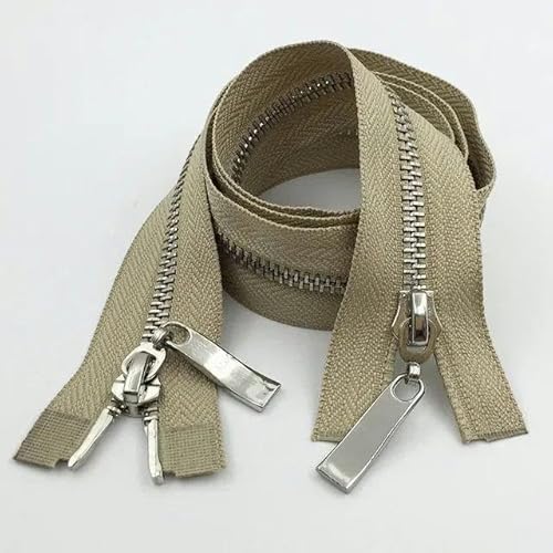 1 Stück 80/100/120 cm Auto Lock Metallreißverschluss Doppelschieber-Reißverschlüsse für Mantelreparatur DIY-Kleidung Nähzubehör-Khakisilber-5#-100cm 1 Stück 80/100/120 cm Auto Lock Metallreißverschluss Doppelschieber-Reißverschlüsse für Mantelreparatur DIY-Kleidung Nähzubehör-Khakisilber-5#-100cm von FAQIMORAX