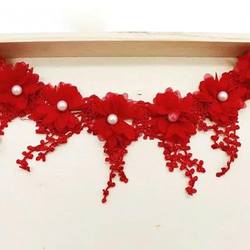 1 Yards 7 cm Blumenstickerei Spitzenbesatz DIY Bekleidungszubehör-C7 Rot von FAQIMORAX