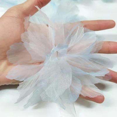 10 Stück Organza-Spitzenbesatz mit Farbverlauf, Applikation zum Selbermachen, Haarnadel, Kleid, Kleidung, Patch, Kopfschmuck, Heimvorhang, Dekoration, A, Himmelblau, 5 Stück von FAQIMORAX