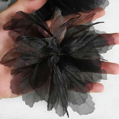 10 Stück Organza-Spitzenbesatz mit Farbverlauf, Applikation zum Selbermachen, Haarnadel, Kleid, Kleidung, Patch, Kopfschmuck, Heimvorhang, Dekoration, A, Schwarz, 10 Stück von FAQIMORAX