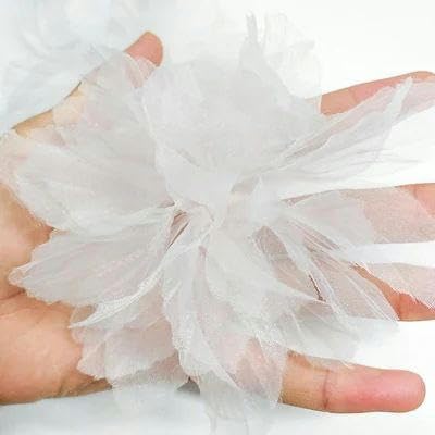 10 Stück Organza-Spitzenbesatz mit Farbverlauf, Applikation zum Selbermachen, Haarnadel, Kleid, Kleidung, Patch, Kopfschmuck, Heimvorhang, Dekoration, A, Weiß, 10 Stück von FAQIMORAX
