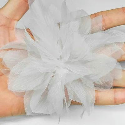 10 Stück Organza-Spitzenbesatz mit Farbverlauf, Applikation zum Selbermachen, Haarnadel, Kleid, Kleidung, Patch, Kopfschmuck, Heimvorhang, Dekorieren, B, Weiß, 5 Stück von FAQIMORAX