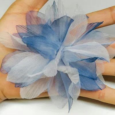 10 Stück Organza-Spitzenbesatz mit Farbverlauf, Applikation zum Selbermachen, Haarnadel, Kleid, Kleidung, Patch, Kopfschmuck, Heimvorhang, Dekorieren, B Rauchblau, 10 Stück von FAQIMORAX