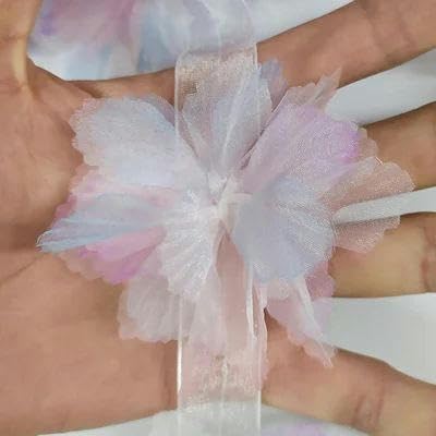 10 Stück Organza-Spitzenbesatz mit Farbverlauf, Applikation zum Selbermachen, Haarnadel, Kleid, Kleidung, Patch, Kopfschmuck, Heimvorhang, Dekorieren, C, Blau, Weiß, 5 Stück von FAQIMORAX