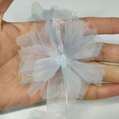 10 Stück Organza-Spitzenbesatz mit Farbverlauf, Applikation zum Selbermachen, Haarnadel, Kleid, Kleidung, Patch, Kopfschmuck, Heimvorhang, Dekorieren, C, Himmelblau, 10 Stück von FAQIMORAX