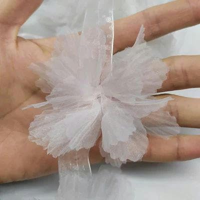 10 Stück Organza-Spitzenbesatz mit Farbverlauf, Applikation zum Selbermachen, Haarnadel, Kleid, Kleidung, Patch, Kopfschmuck, Heimvorhang, Dekorieren, C, Weiß, 10 Stück von FAQIMORAX