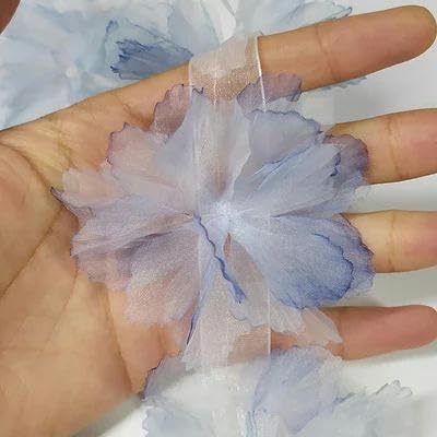 10 Stück Organza-Spitzenbesatz mit Farbverlauf, Applikation zum Selbermachen, Haarnadel, Kleid, Kleidung, Patch, Kopfschmuck, Heimvorhang, Dekorieren, C Rauchblau, 5 Stück von FAQIMORAX