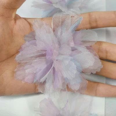 10 Stück Organza-Spitzenbesatz mit Farbverlauf, Applikation zum Selbermachen, Haarnadel, Kleid, Kleidung, Patch, Kopfschmuck, Heimvorhang, Dekorieren, D, Blau, Weiß, 5 Stück von FAQIMORAX