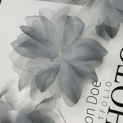 10 cm Blumen Chiffon Cluster Blumen Spitze Kleid Applikation Dekoration Nähzubehör-grau 10 cm Blumen Chiffon Cluster Blumen Spitze Kleid Applikation Dekoration Nähzubehör-grau von FAQIMORAX