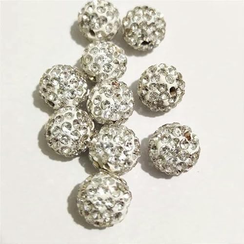 10 mm 12 mm Strass-Abstandshalterperlen, rund, DIY-Perlen für Handarbeitszubehör und Schmuckherstellung, Kristall 3, 10 mm, 100 Stück von FAQIMORAX