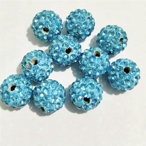 10 mm 12 mm Strass-Abstandsperlen, rund, DIY-Perlen für Handarbeitszubehör und Schmuckherstellung, Aquamarin, 30–12 mm, 100 Stück von FAQIMORAX