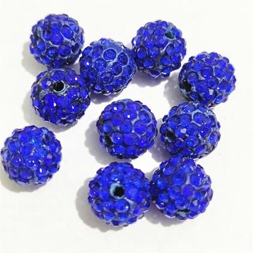 10 mm 12 mm Strass-Abstandsperlen, rund, DIY-Perlen für Handarbeitszubehör und Schmuckherstellung, Dunkelblau, 20–12 mm, 100 Stück von FAQIMORAX