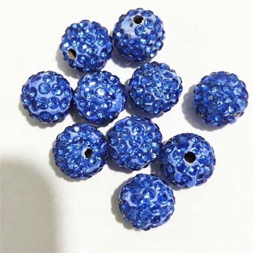 10 mm 12 mm Strass-Abstandsperlen, rund, DIY-Perlen für Handarbeitszubehör und Schmuckherstellung, Hellsaphir, 15–12 mm, 100 Stück von FAQIMORAX