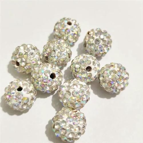 10 mm 12 mm Strass-Abstandsperlen, rund, DIY-Perlen für Handarbeitszubehör und Schmuckherstellung, Kristall 7–12 mm, 50 Stück von FAQIMORAX