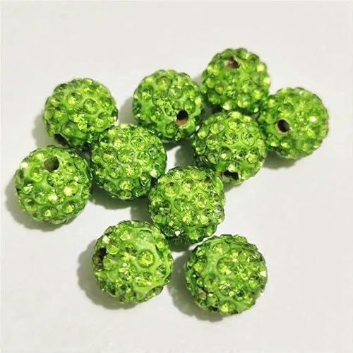 10 mm 12 mm Strass-Abstandsperlen, rund, DIY-Perlen für Handarbeitszubehör und Schmuckherstellung, grün, 27–10 mm, 100 Stück von FAQIMORAX
