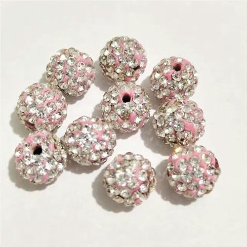10 mm 12 mm Strass-Abstandsperlen, rund, DIY-Perlen für Handarbeitszubehör und Schmuckherstellung, rosa Kristall, 21–10 mm, 100 Stück von FAQIMORAX