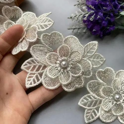 10 x Perlenblumen-Doppelschicht-Flügel-Stickerei-Spitzenbesatz, Strickband, Blumenapplikation, Patches, Kleidernähen, 9 cm, Elfenbein 10 x Perlenblumen-Doppelschicht-Flügel-Stickerei-Spitzenbesatz, Strickband, Blumenapplikation, Patches, Kleidernähen, 9 cm, Elfenbein von FAQIMORAX