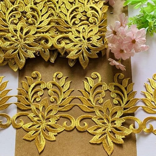17 cm breiter Goldbesatz, Stickerei, zum Aufbügeln, Hohlrandbesatz für Kostüm- und Kleidungsdekoration, thermoklebender Aufnäher, Gold, 4,5 m 17 cm breiter Goldbesatz, Stickerei, zum Aufbügeln, Hohlrandbesatz für Kostüm- und Kleidungsdekoration, thermoklebender Aufnäher, Gold, 4,5 m von FAQIMORAX