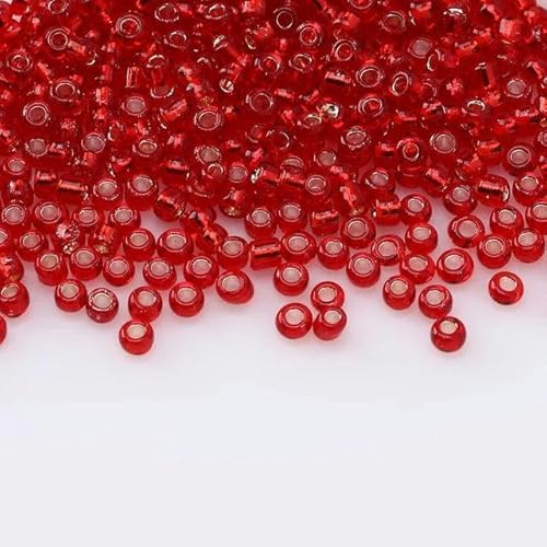 2/3/0,4 cm silberbeschichtete Glasperlen 11/0 DIY-Glasperlen für Stickaufnäher, Kleidungsstücke, Zubehör-24-2 mm, 900 Stück von FAQIMORAX