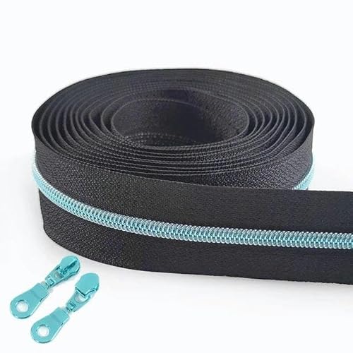 2/4/10 m 5# Nylon-Reißverschlussbänder + Reißverschlussschieber für Taschen, Geldbörsen, Dekor, Reißverschluss pro Meter, Reparatursets für Kleidungsreißverschlüsse, DIY-Nähzubehör, KY377, Blau, Nr. 5 2/4/10 m 5# Nylon-Reißverschlussbänder + Reißverschlussschieber für Taschen, Geldbörsen, Dekor, Reißverschluss pro Meter, Reparatursets für Kleidungsreißverschlüsse, DIY-Nähzubehör, KY377, Blau, Nr. 5 von FAQIMORAX