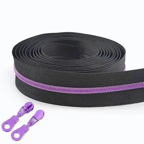 2/4/10 m 5# Nylon-Reißverschlussbänder + Reißverschlussschieber für Taschen, Geldbörsen, Dekor, Reißverschluss pro Meter, Reparatursets für Kleidungsreißverschlüsse, DIY-Nähzubehör, KY377, Lila, Nr. 5 2/4/10 m 5# Nylon-Reißverschlussbänder + Reißverschlussschieber für Taschen, Geldbörsen, Dekor, Reißverschluss pro Meter, Reparatursets für Kleidungsreißverschlüsse, DIY-Nähzubehör, KY377, Lila, Nr. 5 von FAQIMORAX